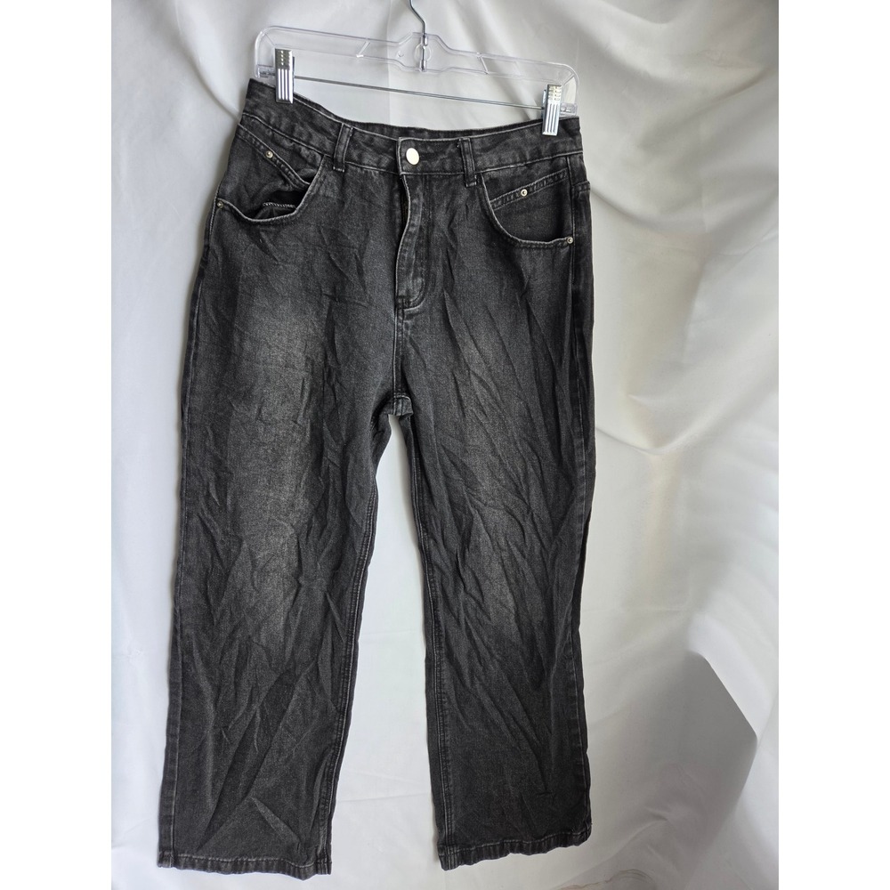 L Jeans Women  Black Acid Wash Relaxed High Rise Straight Leg